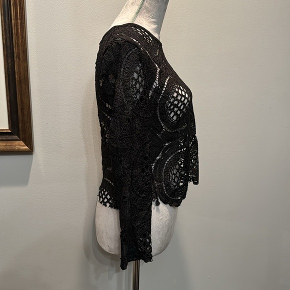 Crochet lace zip back black top NWT L - Picture 5 of 9
